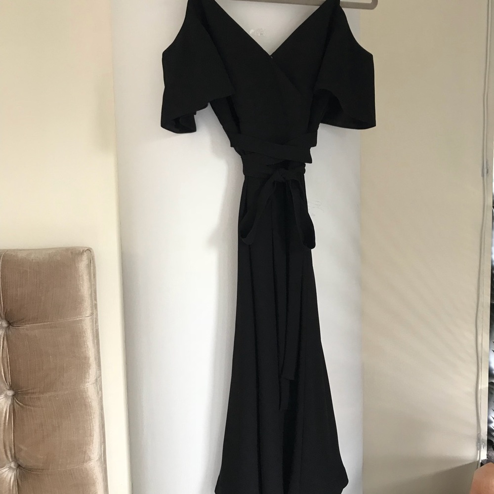 Black Ann Taylor cocktail dress with cold shoulder